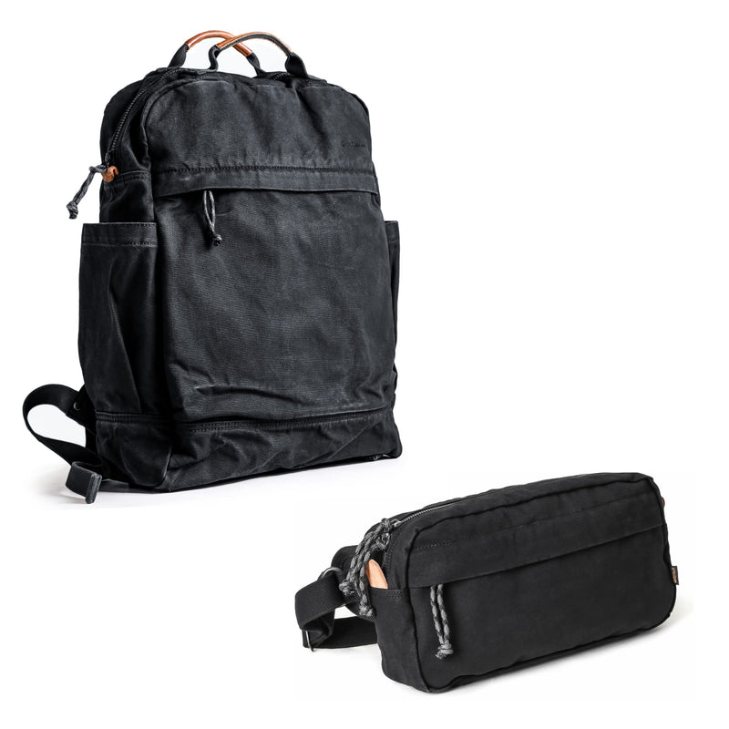 Gootium Canvas Backpack x Crossbody Pack - Casual Vintage Style Cloth Daypack Combo