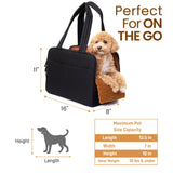 Black Dog Purse Carrier for Small Dogs – Cotton Padded Interior, Multiple Pockets, Breathable Mesh & Comfortable Strap, Durable Polyester Travel Bag, Lightweight Cat Carrier, Versatile Small Pet Bag