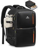 MATEIN Personal Item Travel Backpack 18x14x8 with Shoe Compartment Detachable, Expandable Underseat Backpack for Spirit Airlines Fit 17" Laptop, Airplane Approved Carry on Bag Luggage Mochila, Black