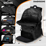 Spalding Basketball Backpack Sports Bag | Large Black Backpack with Shoe and Ball Compartment | Use for Sport Accessories and Stuff | Gifts for Basketball Players