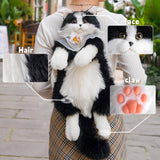 Chongker Stuffed Realistic Cat Plush Backpack, Soft Cat Shaped Backpack with Detachable Straps, Cute Purse Enough Room to Hold Keys, Wallet & Cosmetics, Ideal Gift for Girls,Black