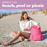 Fit & Fresh Insulated Backpack Cooler – Leak-Proof, Waterproof Beach & Travel Bag for Women, 24 Can Capacity Picnic & Cooler Bag, Hot Pink