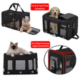 Soft Sided Cat/Dog Carrier,Collapsible Pets Travel Carriers for Pet/Puppy with Shoulder Strap & Removable Mat,Mesh Top Load Small Dogs/Cats Carry Bag Up to 17 Lbs TSA Airline Approved（Black,M）
