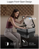 LUGGEX Carry On Luggage Top Opening, FLT Expandable Polycarbonate Hard Shell Suitcase with Wheels (FX-Lite, Charcoal Metallic, 20 Inch, 36L-41L)