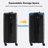 OLIXIS 28 Inch Luggage, Hardside Checked Suitcase with Spinner Wheels, Lightweight ABS Hard Shell Travel Luggage, TSA Approved Lock, Expandable Large Suitcase for Business & Travel–Black