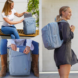 Swissdigital Design Women's Backpack for Work/Travel/Leisure with USB Charging Port, Water Bottle Holder, Separate Sunglass Pocket - Fits 15.6 inch Laptop,Blue | SD1006F-13
