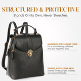 rofozzi Structured Vegan Leather Backpack Purse for Women - Back Pack Purses Women – PU Faux Leather Backpack Handbags (Black)