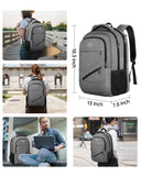 MATEIN Travel Laptop Backpack, 17 Inch Work TSA Approved Carry on Backpack, Large Computer Business Bag for Men Women with Trolley Sleeve and Anti Theft Pocket, College School Rucksack Book Bag, Grey