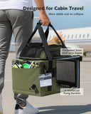 Pecute Expandable Pet Carrier Airline Approved Dog Cat Carrier, Breathable Soft-Sided with Locking Zippers, Pet Travel Bag for Small Dog Cat Anti-Scratch Mesh Leakproof Pee Pad (Dark Green)