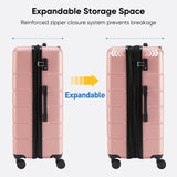 OLIXIS 24 Inch Luggage, Hardside Suitcase with Spinner Wheels, Lightweight ABS Hard Shell Checked Luggage, TSA Approved Lock, Expandable Medium Suitcase for Travel & Business–Pink