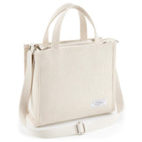 KALIDI Corduroy Tote Bag for Women Fashion Women Zipper Tote Handbag Vintage Crossbody Shoulder bag Tote Hobo Satchel Bag Purse, Cream White
