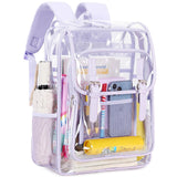 abshoo Heavy Duty Clear Backpack for School Girls Transparent School Bookbag (Purple)