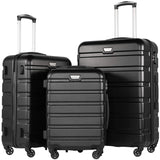 Coolife Luggage 3 Piece Set Suitcase Spinner Hardshell Lightweight TSA Lock (black, 20/24/28)