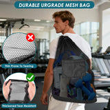Heavy Duty Soccer Ball Net Bag(100L Extra Large Capacity 10-12Balls), Drawstring Mesh Ball Bag with Zipper Pocket, Sports Equipment Storage Organizer Hold for Gym, Beach, Cloth, Swimming Gears (1)