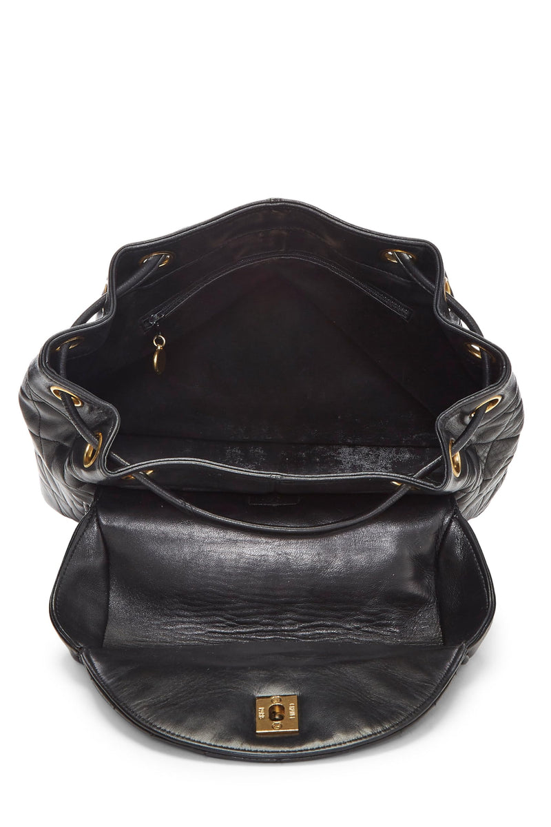 Chanel, Pre-Loved Quilted Lambskin Circle Lock Backpack Large, Black
