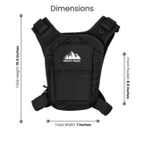 FROSTY PEAKS "Trail Runner Chest Pack, Black with Reflective Material, Phone Pocket, Multiple Storage Compartments, Lightweight Design for Night Running, Outdoor Activities