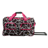 Rockland unisex-adult Rolling Duffel Bag, Pink Giraffe, 22-Inch