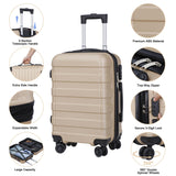 SUPER DEAL 21 Inch Expandable Suitcase Hardside Carry On Travel Luggage with Spinner Wheels Height Adjustable Handle, Champagne