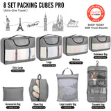 Veken 8 Set Packing Cubes for Travel Essentials, Suitcase Organizer Bags in 4 Sizes, Carry-On Luggage Accessories with Large Laundry & Hanging Toiletry Bag, Must-Have for Airplane, Road Trip & Camping