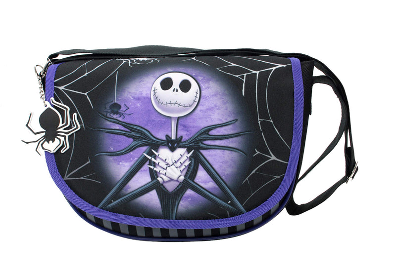 The Nightmare Before Christmas NBX Jack & Sally Black and Purple Shoulder Saddle Bag, Black