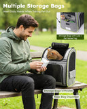 Pecute Cat Backpack Carrier Expandable , Foldable Pet Backpack for Cats & Small Dogs Up to 11lbs, with 4-Side Breathable Mesh, Multi-Entry & Lockable Zippers for Travel, Hiking, Camping - Hands Free,