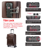 feilario Business Spinner Wheels Luggage PVC Leather Waterproof Carry-On Suitcase Aluminum Alloy Handle Soft Shell Luggage with TSA Lock (Brown, 20in)