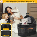 PAWZIDEA Portable Small Dog Crate for Car Travel up to 33lb, Enclosed Dog Car Seat Soft-Sided, Escape-Proof Reversible No-Zip Canopy, Foldable Pet Carrier Seatbelt for Small Medium Puppy & Cats Kennel