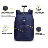 High Sierra Freewheel Pro Wheeled Laptop Backpack Bookbag for Travel or Work with Rotating Handle and Padded Laptop Sleeve, True Navy