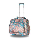 Olympia U.S.A. Deluxe Lightweight Rolling Overnighter Case Overnight Laptop Bag Weekender Travel Carry-On Suitcase Luggage with Wheels and Adjustable Push-Down Handle