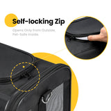 Conlun Cat Carrier Airline Approved, Soft-Sided Dog Carrier with Inner Safety Leash, Pet Transport Carrier for Small-Medium Cats Puppies up to 15 Lbs, Collapsible Travel Kitten Carrier Bag -BlackM