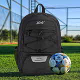 WOLT Soccer Backpack Soccer Bag with Ball Holder & Shoes Compartment, Sport Equipment Bags For Football, Basketball, Volleyball, Gym (Black)