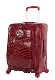 Kathy Van Zeeland Croco PVC Designer Luggage - Lightweight Expandable 20 Inch Carry on Suitcase for Women - Small Durable Bag with 4-Rolling Spinner Wheels (Burgundy)