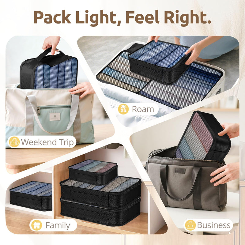 All-in-One 22 Pcs Packing Cubes for Travel Essentials –Includes Cubes,toothbrush covers，Silicone Bottle Cover,zipper bags, Matte Cosmetic Bag, Drawstring bag for Carry-On & Suitcase