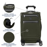 Travelpro Platinum Elite Softside Expandable Carry on Luggage, 8 Wheel Spinner Suitcase, USB Port, Suiter, Men and Women, Pilot Green, Carry On 21-Inch