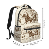UEQIKI Western Desert Cowboy Lightweight Travel Backpack With Zipped Front Pocket Printed Laptop Bag Fashion Casual Daypack For Work, Hiking, Camping Unisex