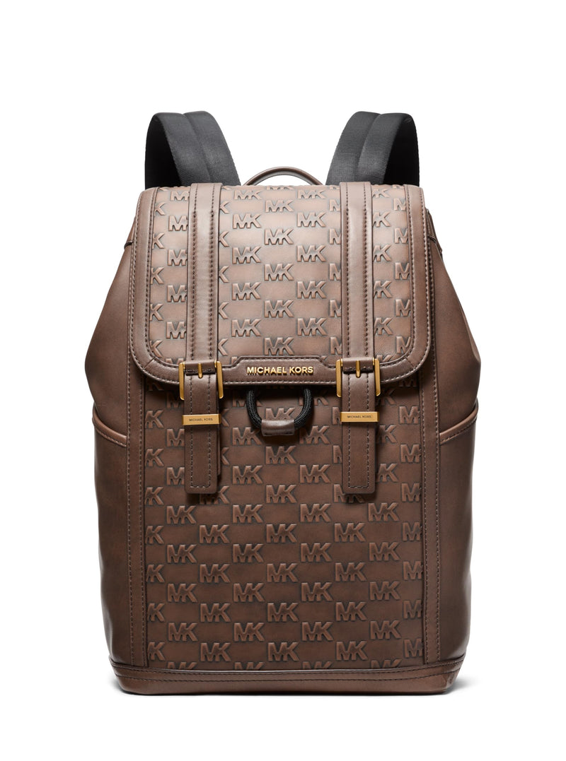 Michael Kors Colby Medium Buckle Flap Backpack, Brushed Gold-Tone Hardware/Chocolate