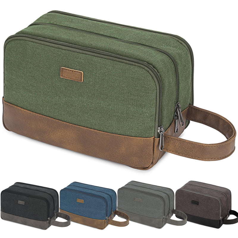 WANDF Travel Toiletry Bag for Men Large Toiletries Shaving Bag Water Resistant Hanging Dopp Kit Travel Accessories Bag for Women Men (Green)