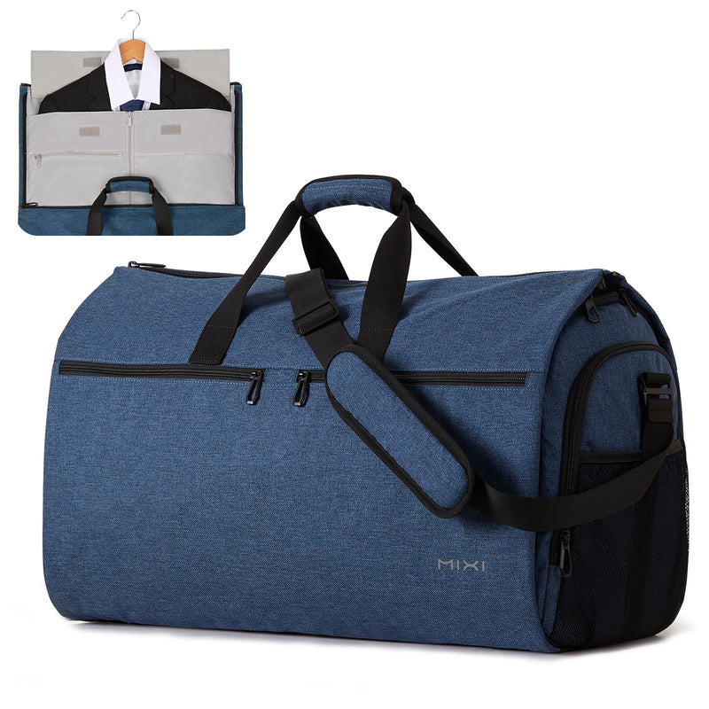 mixi Carry On Garment Bag for Travel 56L Convertible Duffle Bag for Men Women 2 in 1 Hanging Luggage Suitcase Dress Suit Travel Bag with Shoes Pouch, Sapphire Blue