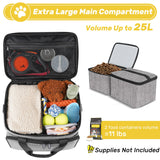 Abrimelodi 6 Set Dog Travel Bag, Large Pet Travel Kit for Supplies Includes 2 Food Containers, 1 Pet Organizer for Dogs, 2 Collapsible Bowls, 1 Treat Pouch, Dog Weekend Overnight Bag Luggage