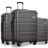 KEYTANG 3-Piece Hardshell Luggage Set, Lightweight Expandable Suitcase with TSA Lock and Double Spinner Wheels, 20% Expansion for Extra Packing, Carry-On and Checked Bags, Grey