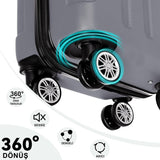 ANTHONY JACKSON 3 Piece ABS Luggage Set – Lightweight Suitcases with Spinner Wheels – 3 Different Sizes – TSA Lock – Hard Shell Travel Luggage for Men & Women