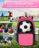 MATEIN Girls Soccer Backpack, Large Baketball Bag with Ball Holder & Shoe Compartment for Tournament & Game Day, Lightweight Youth Sports Bag with Fence Hook Fits 15.6 Inch Laptop, Soccer Team Gifts