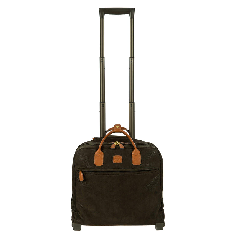 Bric's Life Tropea Carry On Spinner Luggage - Luxury Lightweight Suitcase with Spinner Wheels and Faux Suede Finish - 16", Olive