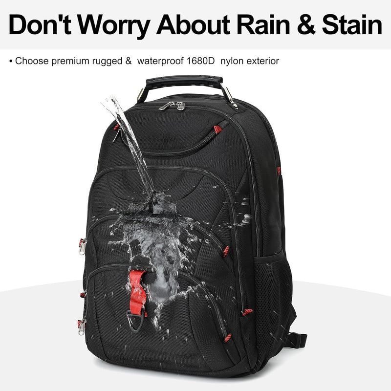 Boavan Laptop Backpack for men, 17.3 inch Laptop Bag with USB Port, Waterproof Travel Work Backpack Purse, Anti-Theft Teacher Nurse Doctor Casual Bookbags Office Business backpack ，Black