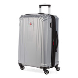 SwissGear 3750 Hardside Luggage with Spinner Wheels, Silver, Checked-Medium 23-Inch