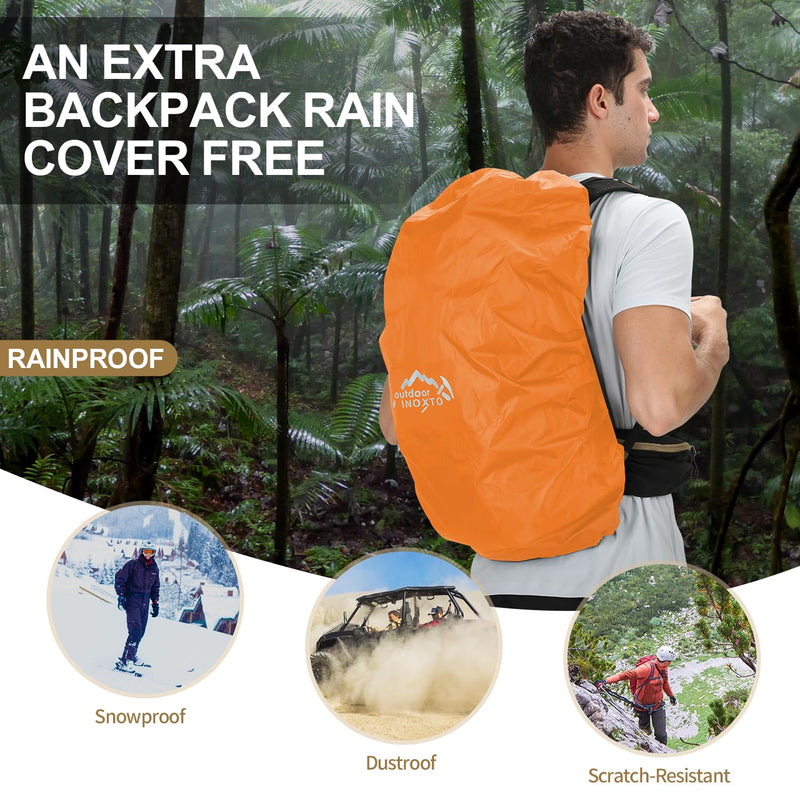 IX INOXTO Hiking Backpack, 26L/40L Waterproof Hiking Daypack with 3L Water Bladder and Rain Cover, Lightweight Travel Camping Backpack for Men Women (Khaki)