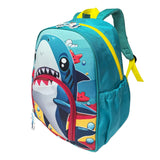 Alveroya Shark Backpack for Boys, 14 Inch Kids School Bag with Chest Strap, Fits Standard A4 Folder & Books, Cute Shark Pattern Kindergarten Daypack for Elementary Grades 1-2, Blue