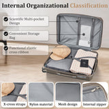 TRAVELEO 4 Piece Luggage Set PP Hardshell, Expandable Suitcase Set (20/24/28) with 14" Cosmetic Case, Lightweight Spinner Wheels with TSA Lock, Detachable Wheels for Nesting Storage (Champagne)