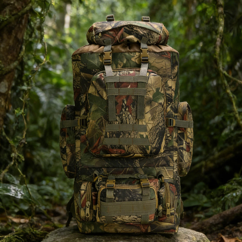 HongXingHai 100L Camping Hiking Backpack,Molle military Tactical rucksack backpack,Waterproof Lightweight Hiking Backpack (Maple Leaf)