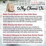 KIDDIETOTES Ride-On Scooter Suitcase for Kids – Hardside Lightweight Carry-On Luggage with Foldable Scooter, LED Wheels, Travel Fun for Toddlers & Children